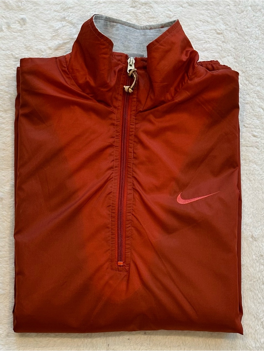 Vintage Y2K Nike 1/2 Zip Short Sleeve Windbreaker Mesh Jacket Orange Men's Large